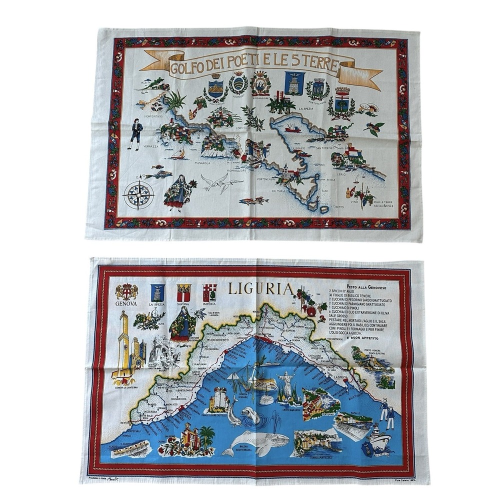 Italy Golfo Dei‎ Poeti E Le 5 Terre w Liguria Tea Hand Kitchen Towels Souvenir